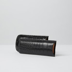 Deep Croco Embossed Leather Cigar Case // 2-Finger (Black)