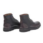 Giordano Mixed Texture Lace-Up Ankle Boot // Dark Brown + Black (Euro: 39)