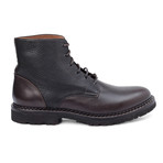 Giordano Mixed Texture Lace-Up Ankle Boot // Dark Brown + Black (Euro: 41)