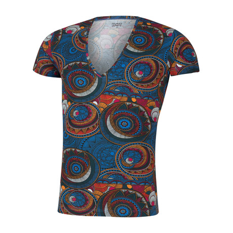 V-Neck Short Sleeve Tee // Retro Flowers (XS)