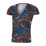 V-Neck Short Sleeve Tee // Retro Flowers (M)