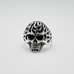 Sterling Silver Lit Em Up Skull Head Ring // Silver (Size: 8)