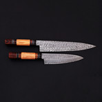 Damascus Kitchen Knife // 2 Piece Set // 9074
