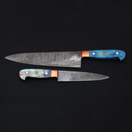 Damascus Kitchen Knife Set // 2 Piece Set // 9073