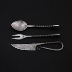 Damascus Medieval Cutlery // 3 Piece Set // 9072