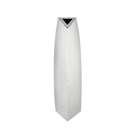 Angled Triangular Vase // Stainless Steel // Small