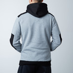 Hoodie With Contrast Panel // Grey Marl (M)