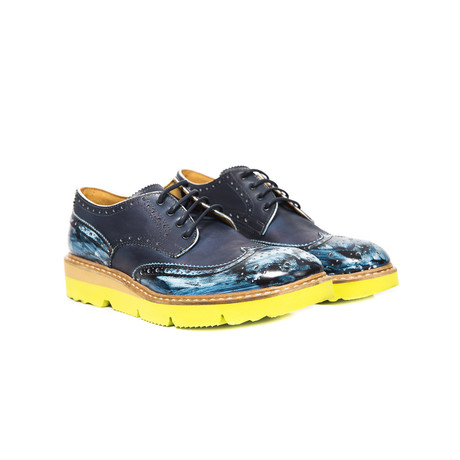 Aged Leather Wingtip Sneaker Derby // Blue (Euro: 39)