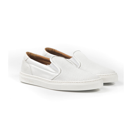 Perforated Slip-On Sneaker // White (Euro: 39)