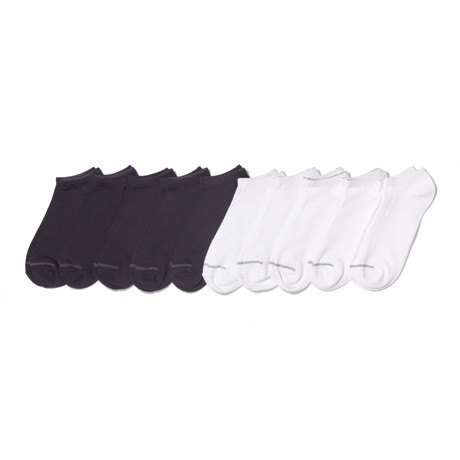 Super Soft Low Cut Sock // Black + White // Pack Of 10