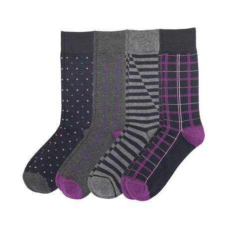 Classic Dress Sock // Purple + Navy // Pack of 4