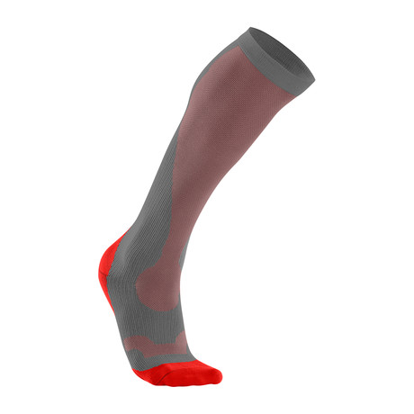 Compression Run Sock // Grey + Red (XS)
