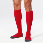 Compression Run Sock // Red + Grey (L)