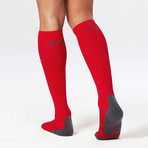 Compression Run Sock // Red + Grey (L)