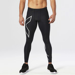 Hyoptik Compression Tights // Black + Silver Reflective (XL)