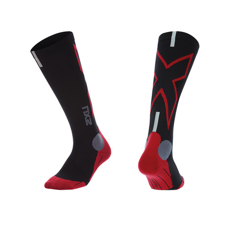 Hyoptik Compression Socks // Black + Rio Red (XS)