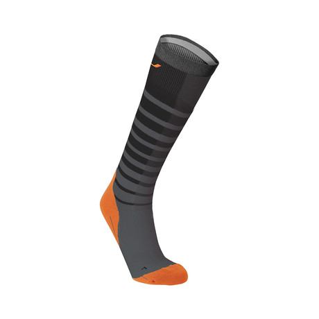 Striped Run Compression Socks // Black + Sunburst Orange (XS)