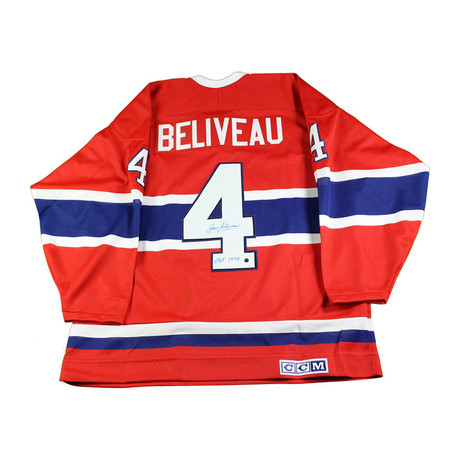 Jean Beliveau Signed Montreal Canadiens Throwback Replica Jersey