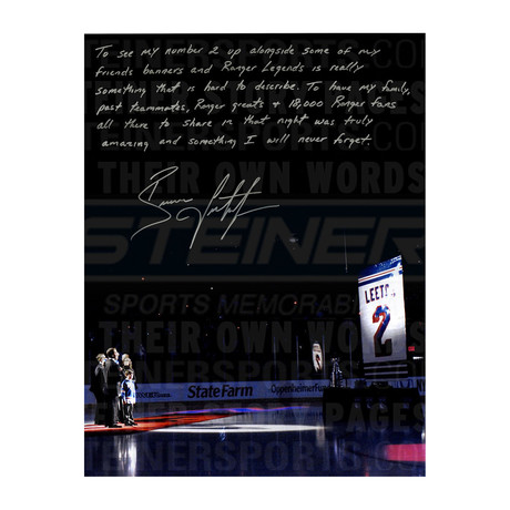 Brian Leetch Signed Retirement Night Story Photo