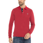Logo Long Sleeve Polo Shirt // Red (M)