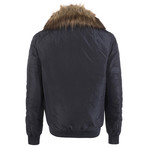 Fur Lined Winter Coat // Navy (XL)