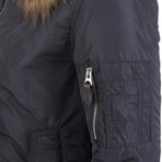 Fur Lined Winter Coat // Navy (XL)