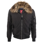 Fur Lined Winter Coat // Black (XL)