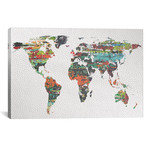 Painted World Map V (18"W x 12"H x 0.75"D)