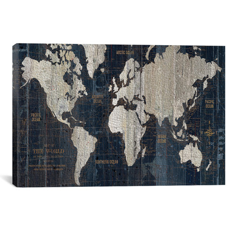 Old World Map Blue (18"W x 12"H x 0.75"D)