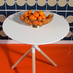 Blythe 24-Inch Round Table // White + Natural Wood Legs