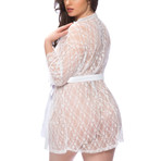 All Over Lace Robe // White // Plus
