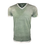 Ultra Soft Hand Dyed V-Neck // Stressed Military Green (XL)