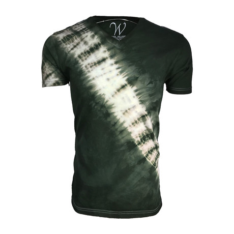 Ultra Soft Hand Dyed V-Neck // Diagonal // Military Green (S)