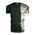 Ultra Soft Hand Dyed V-Neck // Vertical Half // Military Green (M)