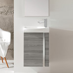 Royo Elegance Vanity // Wall-Hung Cabinet + Ceramic Sink 18" + Mirror (White)