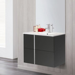 Royo ONIX 24" Wall-hung Vanity Cabinet + 1-hole Sink + 2 Sliding Drawers