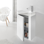 Royo Elegance Vanity // Wall-Hung Cabinet + Ceramic Sink 18" + Mirror (White)