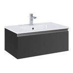 Royo VIDA // Wall-Hung Bathroom Vanity Cabinet + Sliding Drawer + Sink // Dark Gray (24")