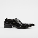 Leather Fashion Shoes Metal Toe Oxford Lace Up // Black (US: 8)