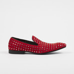 Silver Studded Slip On Shoes // Red (US: 8)