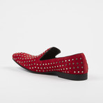 Silver Studded Slip On Shoes // Red (US: 10)