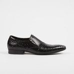 Ostrich Print Leather Slip-On Loafer Shoes // Black (US: 9)