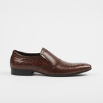 Ostrich Print Leather Slip-On Loafer Shoes // Brown (US: 10)