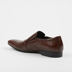 Ostrich Print Leather Slip-On Loafer Shoes // Brown (US: 6)