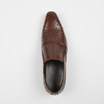 Ostrich Print Leather Slip-On Loafer Shoes // Brown (US: 8)