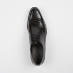 Leather Lace-Up Brogue Wing Tip Cap Toe Shoes // Black (US: 9)