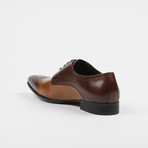Leather Lace-Up Brogue Pointed Cap Toe Shoes // Brown + Brown (US: 8)