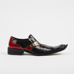 Leather Fashion Oxford Slip On Shoes // Black + Red (US: 7)