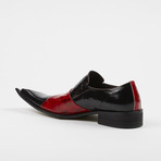 Leather Fashion Oxford Slip On Shoes // Black + Red (US: 10)