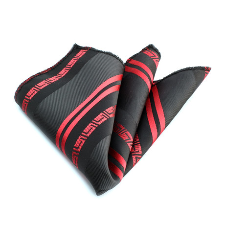 Handkerchief // Black + Red Lines
